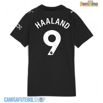 Camisa de time de futebol Manchester City Erling Haaland #9 Replicas 2º Equipamento Feminina 2025-26 Manga Curta